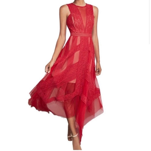 BCBGMAXAZRIA Andy red lace dress - Picture 2 of 6